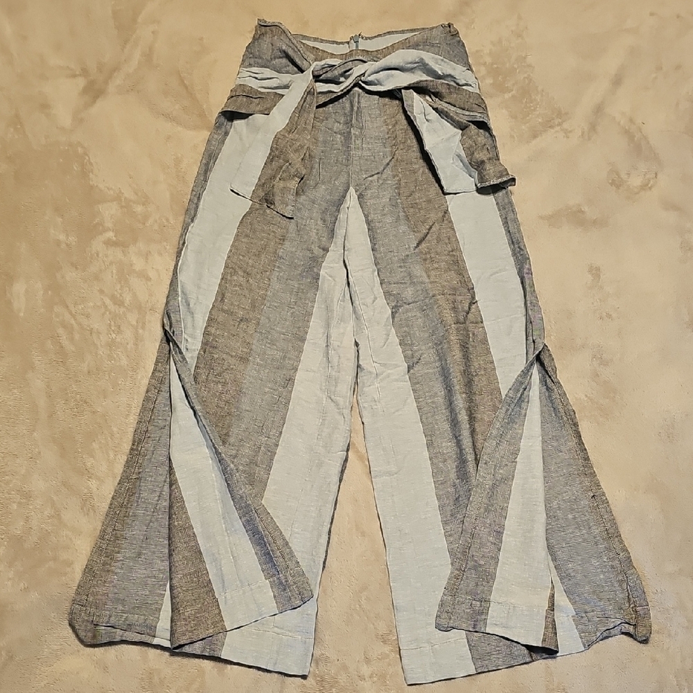 Gray And Blue VENUS Wide-Leg Pants with High Waist